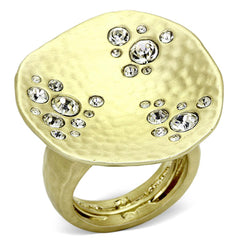 Alamode Gold & Brush Brass Ring with Top Grade Crystal in Clear