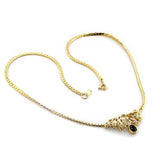 Alamode Gold Brass Necklace with Top Grade Crystal in Black Diamond