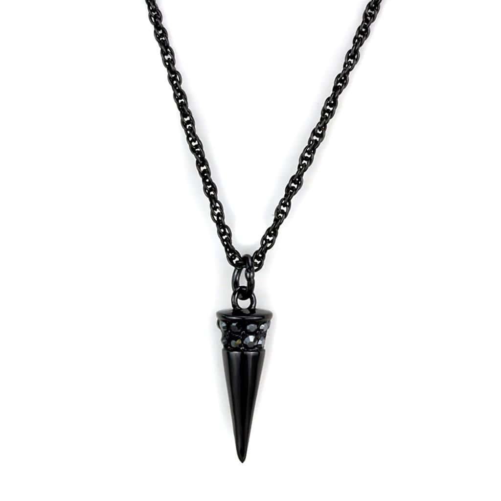 Alamode TIN Cobalt Black Brass Chain Pendant with Top Grade Crystal in Hematite - Alamode