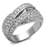 Alamode Rhodium Brass Ring with AAA Grade CZ in Clear