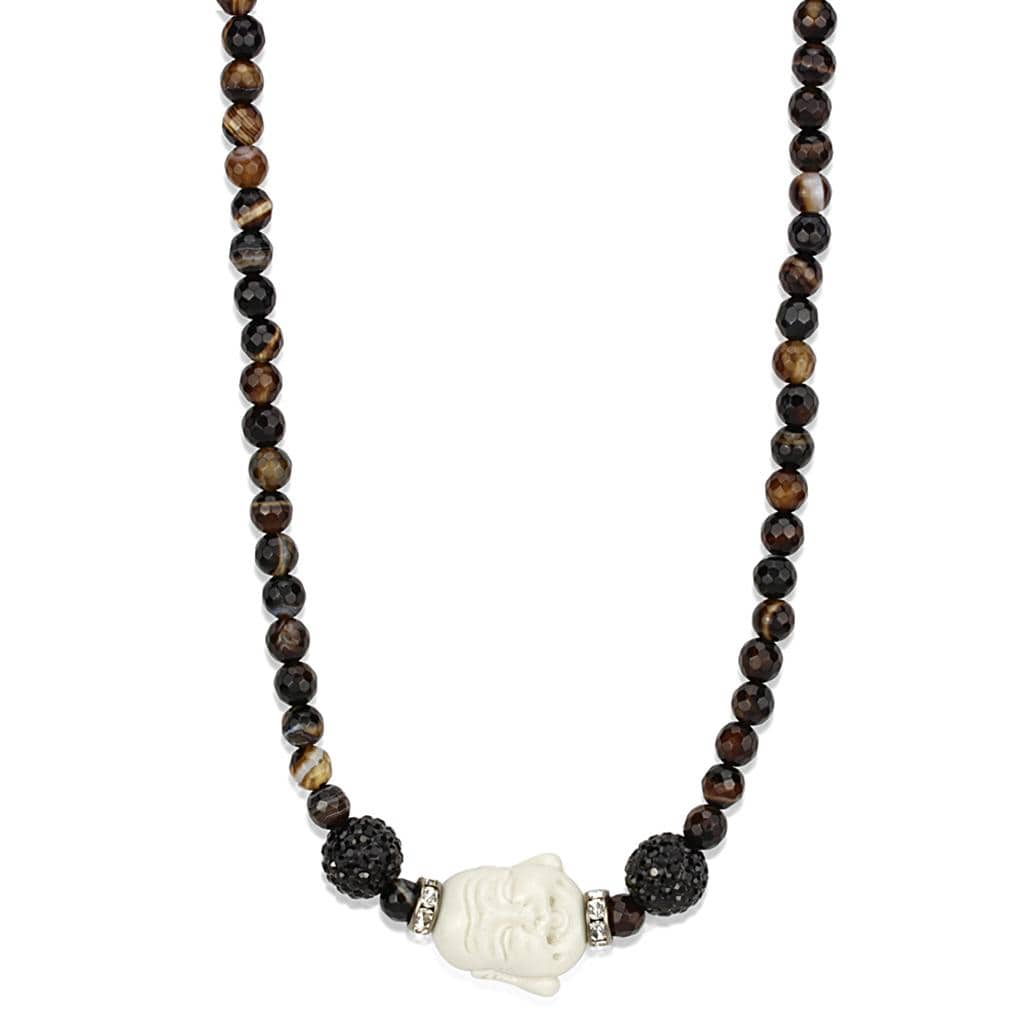 Alamode Ruthenium Brass Necklace with Synthetic Glass Bead in Multi Color - Alamode