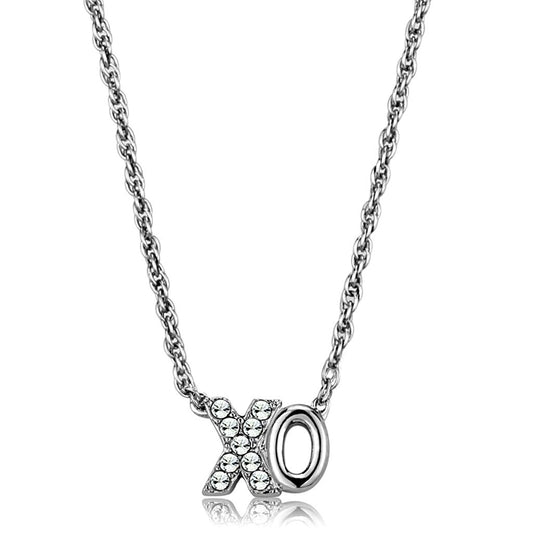 Alamode Rhodium Brass Necklace with Top Grade Crystal in Clear