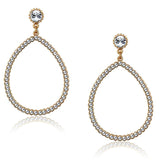 Alamode Rose Gold Brass Earrings with Top Grade Crystal in Clear - Alamode