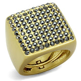 Alamode Gold & Brush Brass Ring with Top Grade Crystal in Hematite