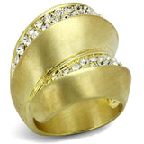 Alamode Gold & Brush Brass Ring with Top Grade Crystal in Clear