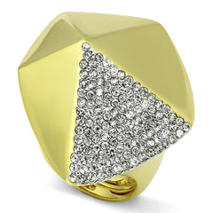 Alamode Gold+Rhodium Brass Ring with Top Grade Crystal in Clear