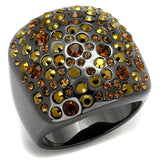 Alamode TIN Cobalt Black Brass Ring with Top Grade Crystal in Multi Color - Alamode