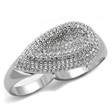 Alamode Rhodium Brass Ring with Top Grade Crystal in Clear - Alamode