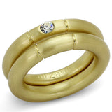 Alamode Gold & Brush Brass Ring with Top Grade Crystal in Clear