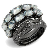 Alamode TIN Cobalt Black Brass Ring with Top Grade Crystal in Black Diamond