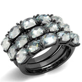 Alamode TIN Cobalt Black Brass Ring with Top Grade Crystal in Black Diamond - Alamode