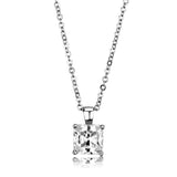 Alamode Rhodium Brass Chain Pendant with AAA Grade CZ in Clear - Alamode