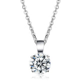 Alamode Rhodium Brass Chain Pendant with AAA Grade CZ in Clear - Alamode