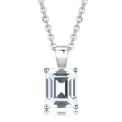 Alamode Rhodium Brass Chain Pendant with AAA Grade CZ in Clear