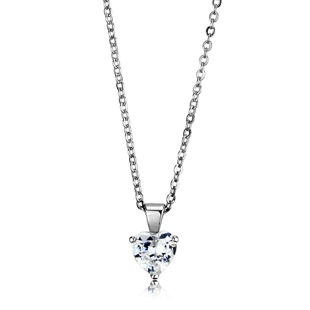 Alamode Rhodium Brass Chain Pendant with AAA Grade CZ in Clear - Alamode