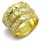 Alamode Gold & Brush Brass Ring with Top Grade Crystal in Clear