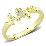 Alamode Flash Gold Brass Ring with Top Grade Crystal in Clear