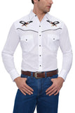 Ely Cattleman Mens L/S White Solid With Eagle Embroidery Shirt - Flyclothing LLC