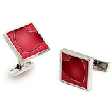 Alamode Rhodium Brass Cufflink with Epoxy in Garnet - Alamode