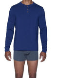 Wood Underwear deep space blue men's long sleeve henley - Flyclothing LLC