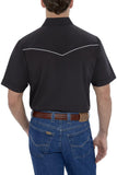 Ely Cattleman Mens S/S Black W/ White Piping Snap Shirt - Flyclothing LLC