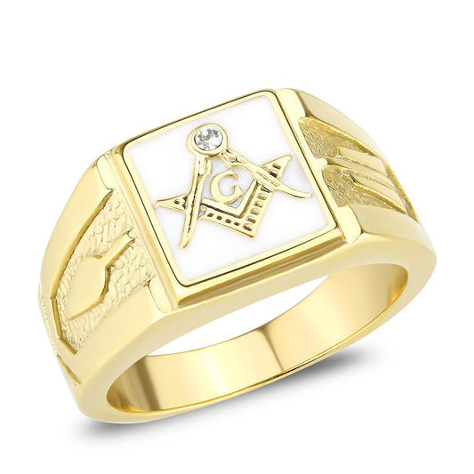 Alamode IP Gold(Ion Plating) Stainless Steel Ring with Top Grade Crystal in Clear - Alamode